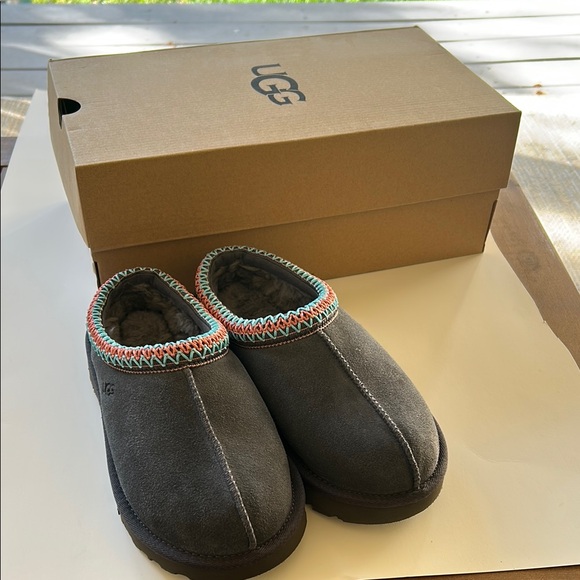 UGG Gray Tasman II Mules with Multicolor Trim - Picture 5 of 7